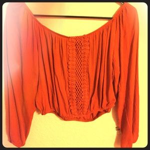 Off the shoulder peasant top.